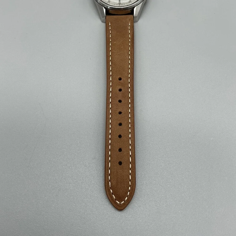 Vintage Seiko Sportsmatic 5 Deluxe Mens Watch 37mm Silver Tone Leather Automatic